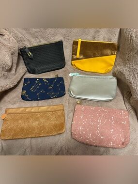 Ispy Assorted Women's Cosmetic Pouch lot - Pink, Yellow, Black, Navy, Silver